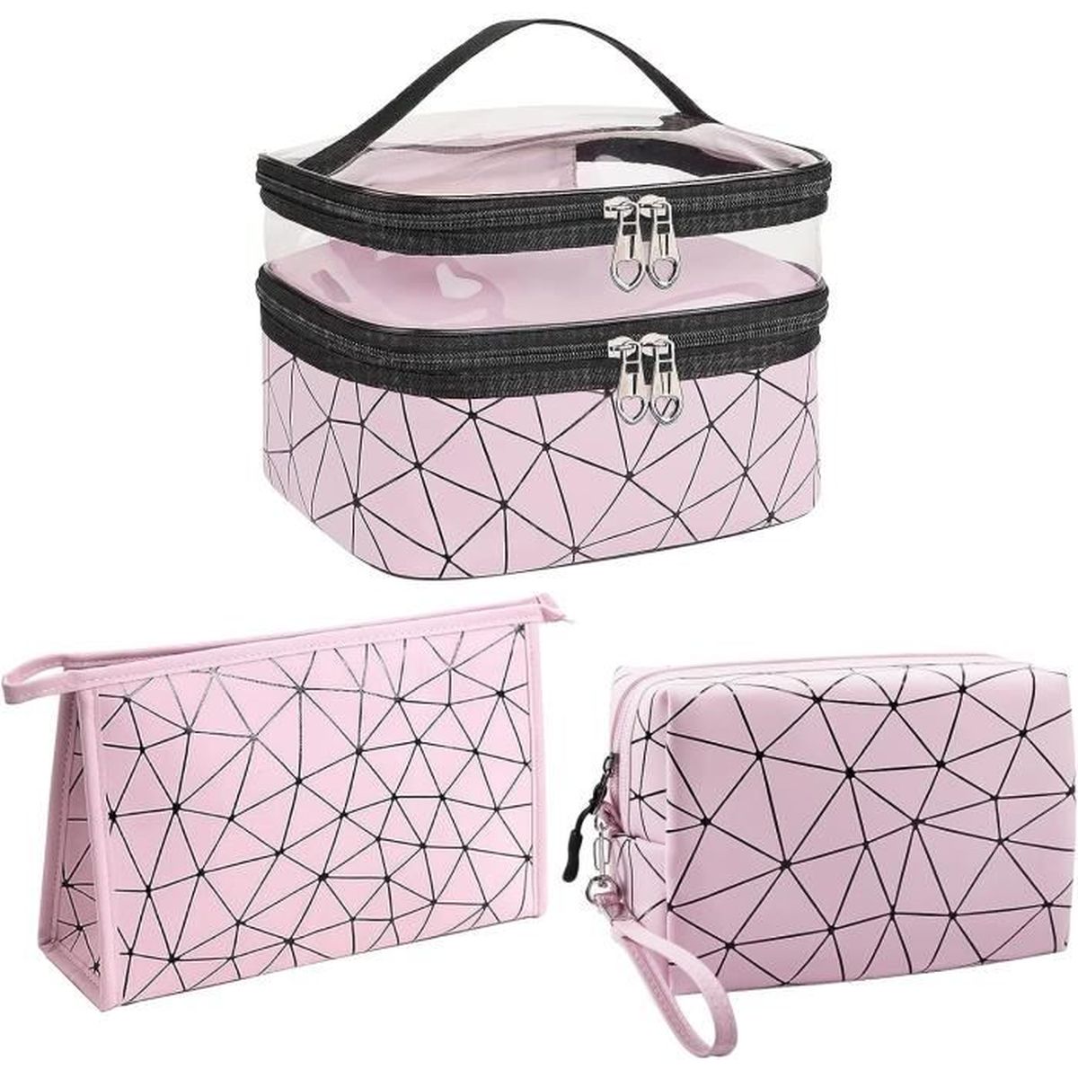 Sac Tote Transparent Clinique Rose/noir – Imperméable, Vintage Make-up Bag