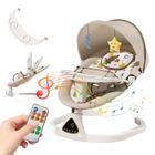 PRUMYA Balancelle Transat Bébé, Balancelle Électrique 3 en 1, avec Télécommande,Table à manger,5 Modes balancement, Minuterie, Bluetooth