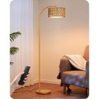 EDISHINE Lampadaire sur pied salon doré, lampe à arc avec abat-jour réglable, télécommande & contrôle pédale, ampoule E27 fournie