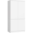 Armoire AKORD S90 Blanche 90 cm 4 portes façade Blanche 4 étagères 90x51x180 cm
