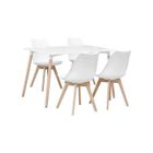 SWEEEK Table à manger rectangulaire bois 120cm blanc - Hedvig - 4 chaises. 4 places. scandinave. pieds bois