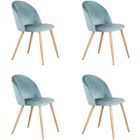 BenyLed Lot de 4 Chaises de Salle à Manger Rembourrées avec Dossier en Velours Doux et Pieds Réglables en Métal Style Bois, Vert