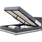 DFM JUPITER LIT COFFRE A LED PU GRIS 180X200 CM