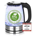 Bouilloire en verre Emerio WK-119988 - 1,7 litre - 2200 Watts - Éclairage LED - Base 360°