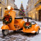 Vespa scooter moto électrique double pour enfants - ORYXEARTH - Orange - 6V - 4 roues