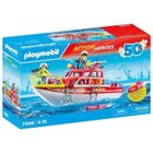 PLAYMOBIL 71598 Bateau de sauvetage et pompiers, Les pompiers, Action Heros, Dès 4 ans