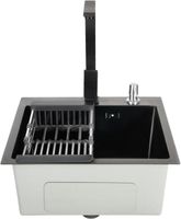 Évier de cuisine en acier inoxydable 304 - Encastrable - Avec passoire et robinet rotatif à 360° - 45 x 40 x 20 cm