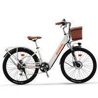 26" vélo ville électrique femme, La hauteur recommandée est de 150cm et plus, Moteur 250w, Batterie 36V 10Ah, Cityrun Plus-Blanc