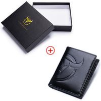 Portefeuille,portefeuille en cuir véritable pour hommes,grand Logo,haute qualité,RFID,porte-monnaie Compact,Mini - gift with black02