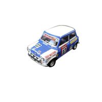 Voiture Mini Cooper Racing Bleu et Blanc 1-43 Cararama - Véhicule de collection