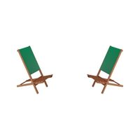 Chaise pliante en bois avec table, chaise de plage, siège de pêche, tissu vert V-10-362 [double]