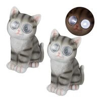 Figurine de jardin chat - RELAXDAYS - Blanc/Gris - Livré monté