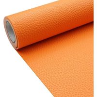 Tissu en cuir synthétique texture litchi orange, 30 x 135 cm, 1,13 mm d'épaisseur, pour travaux manuels, couture, canapé, sac à