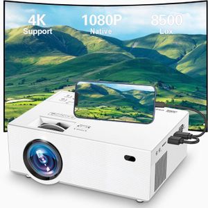 Vidéoprojecteur Projecteur Vidéo 8500 Lumens, Projecteur Portable 1080P Full Hd, Mini Vidéoprojecteur Compatible Avec Hdmi, Vga, Usb, Av, Or[h8]