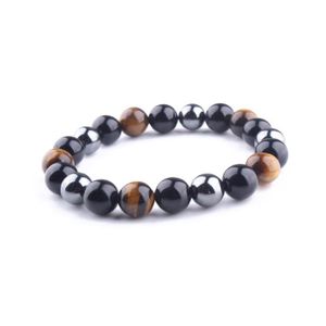 FG Jewels Bracelet Triple Protection pour Homme et Femme en Oeil de Tigre H/ématite et Obsidienne Noire