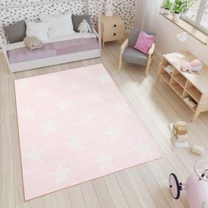 Tapiso Pinky Tapis de Chambre Enfant B/éb/é Ado Design Moderne Rose Gris Blanc Ours Jeu Doux Fin R/ésistant 80 x 150 cm