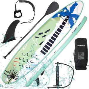 STAND UP PADDLE COSTWAY Stand Up Paddle Board Gonflable 335x76x15CM Pagaie Réglable Accessoires Complets Sac Portable Aileron Central Cocotier