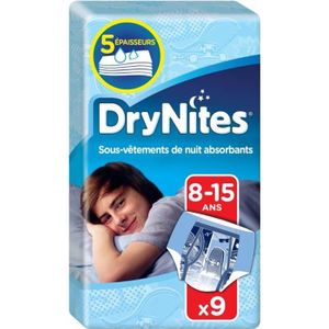COUCHE Culottes de nuit absorbantes Huggies DryNites pour garçon 8-15 ans - 9 unités