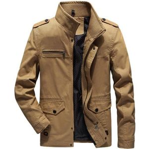 BLOUSON Veste Mi Saison Homme de Cargo Casual Col Montant Veste Blouson Homme - Kaki