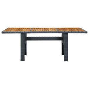 TABLE DE JARDIN  Table de jardin - OVONNI - BINGO - Résine tressée et bois d'acacia - Gris foncé - Rectangulaire - 6 personnes