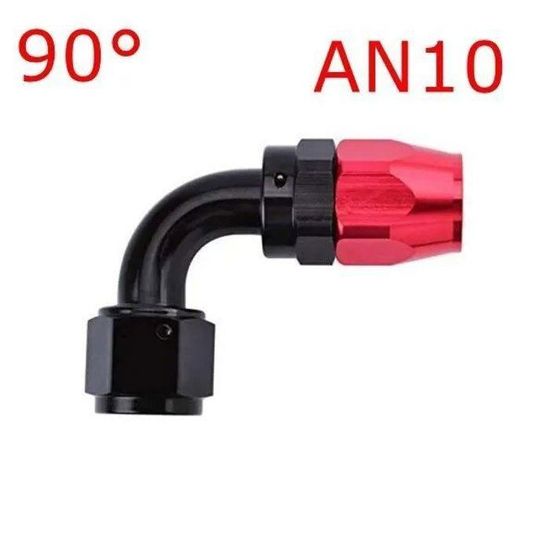 Raccord Pivotant AN10 90° Pour Ligne Carburant Ou Huile - Aluminium Anodisé Bleu/rouge - Haute Pression - Adaptateur Refroidisseur