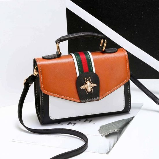 Couleur caramel Sac Main Contraste De Styliste Pour Femmes