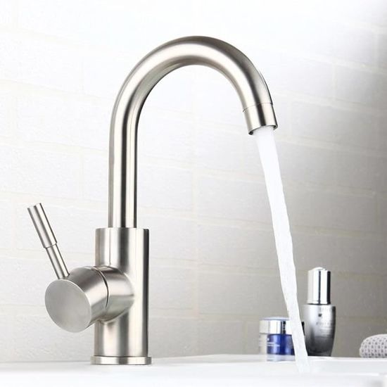 Robinet Eau Froide Robinet Lavabo Eau Froide Unique - Noir Mat Acier Inoxydable - Levier Unique Salle De Bain Lave Main Wc