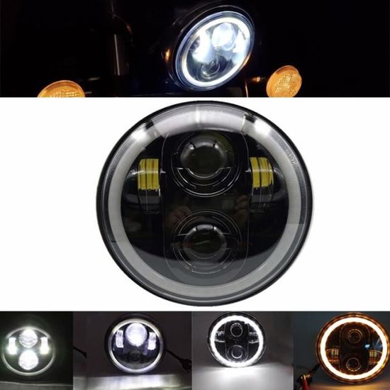5.75 pouces Phare Moto projecteur LED lampe Phare Moto Halo DRL phares 883 5 3 4 "Moto Phare pour Sportster. 40W black B -WM1078