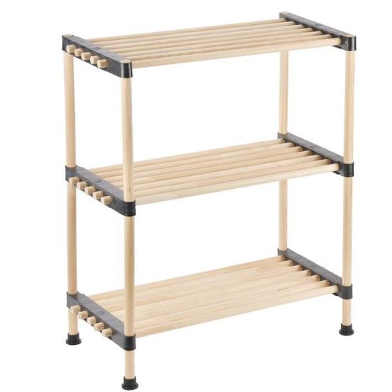 Étagère Présentation Bois 3 Niveaux - 41x9x23 Cm, Pour Marchés, Salons, Bijoux, Artisanat