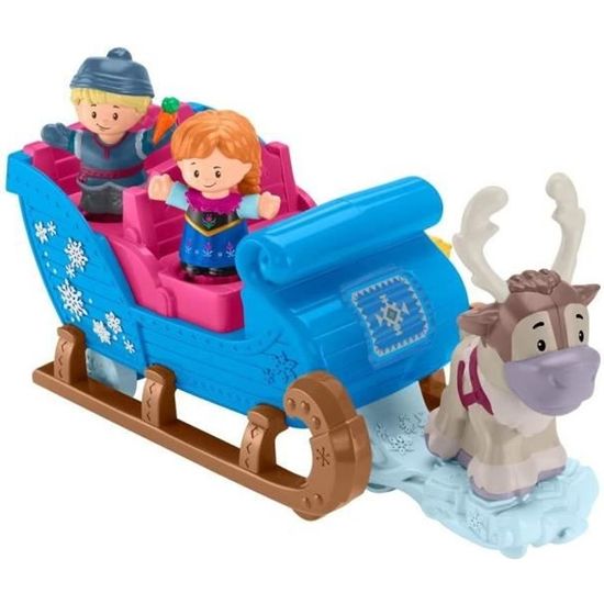 Fisher-Price Little People La Reine des Neiges Le traîneau de Kristoff avec 2 figurines et un renne, jouet pour enfant, 18 mois et