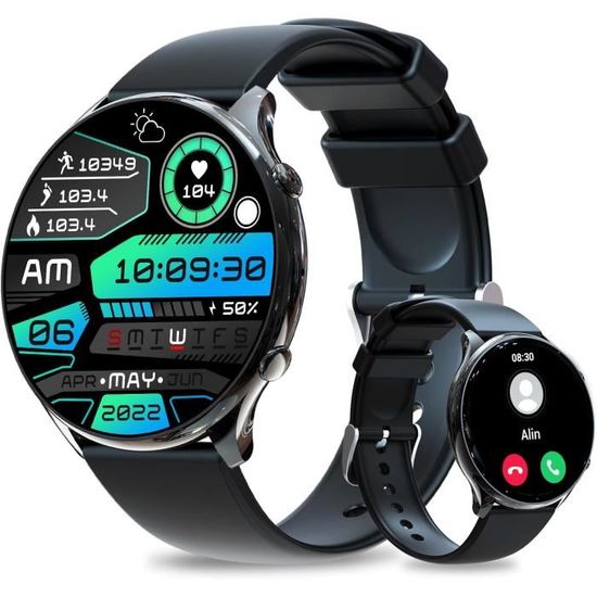 Montre Connectée HUAKUA H2 - Appels Bluetooth, 100 Sports, Oxymètre - Compatible Android/iOS