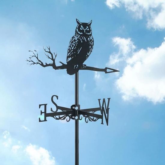Girouette En Fer Forgé Motif Oiseau - 35x50 Cm, Acier Inoxydable - Décoration Jardin Et Extérieur - 11