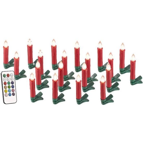 Bougies à LED pour sapin de Noël avec télécommande infrarouge - x30 - rouge