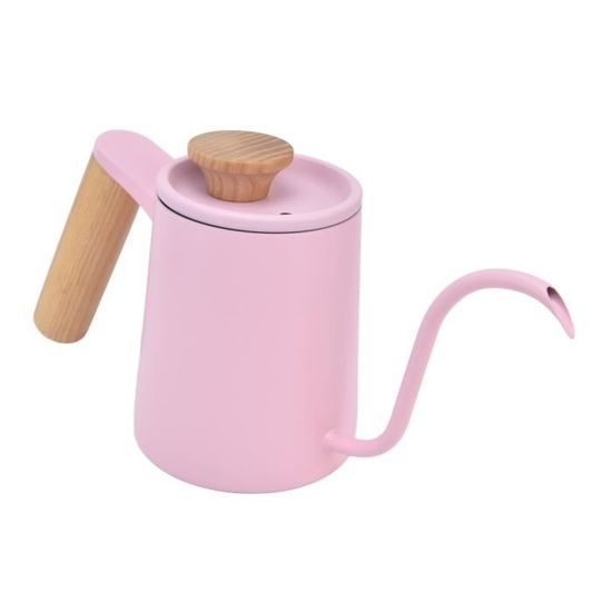 Cafetière 600 ml avec poignée en acier inoxydable et bec verseur long en col de cygne (blanc