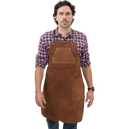 Tablier En Cuir Véritable Angus Stoke - Tablier BBQ Kitchen Bar Vintage L-XL