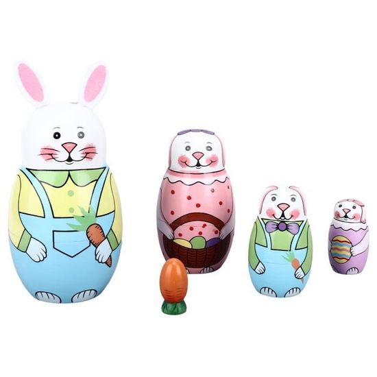 Poupées Russes En Bois - 8 Pièces Gigognes Empilables Pour Enfants - Motifs Animaux Dessin Animé