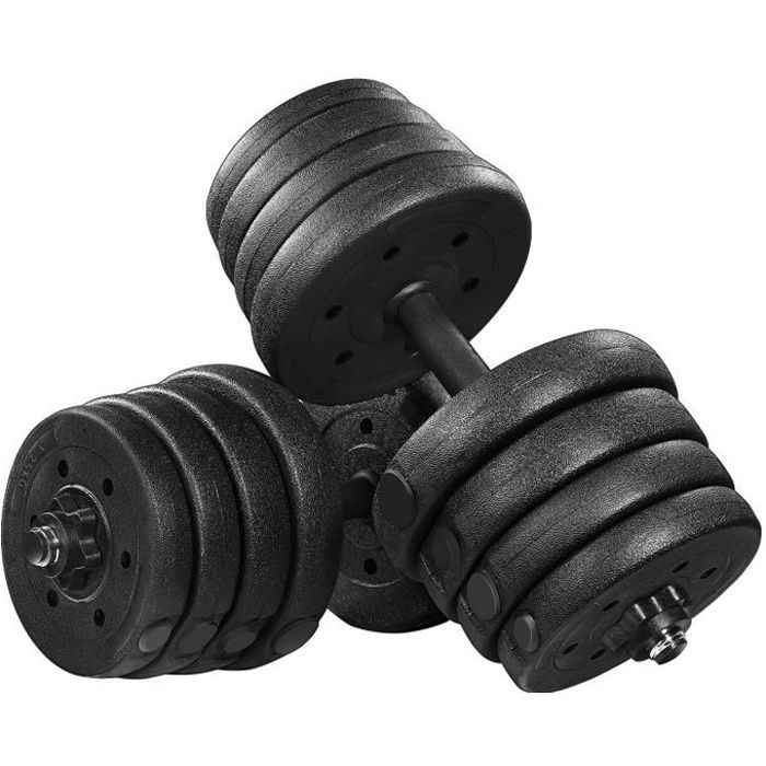 Lot de 2 Kit haltères 30 kg (Noir)