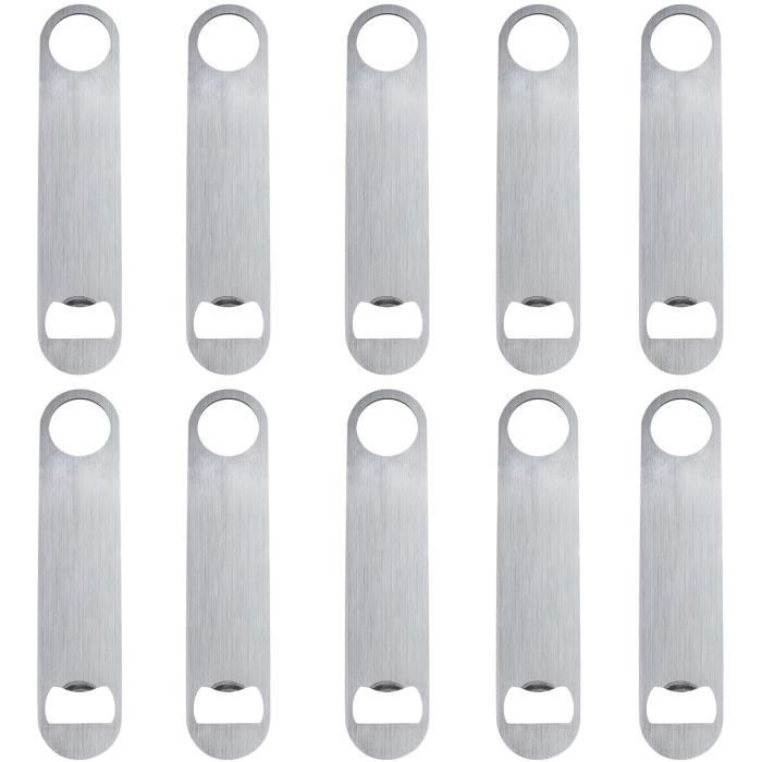 TsunNee Lot de 10 décapsuleurs plats en acier inoxydable Argenté