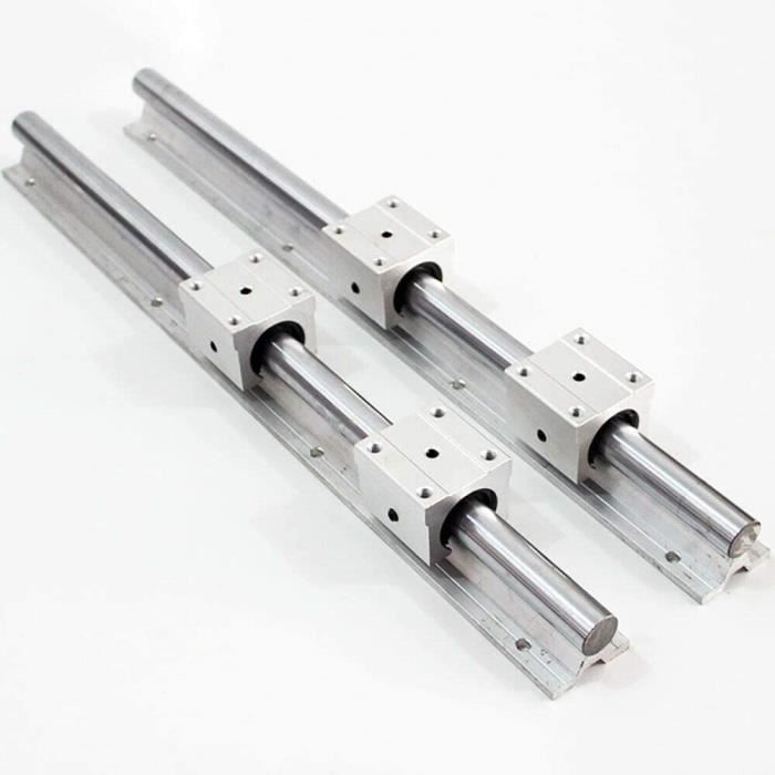 Rails et roulements linéaires, 2Pcs SBR20 1000MM Rail de Guidage linéaire Axe de glissière linéaire + 4Pcs Bloc Coulissant de roulem