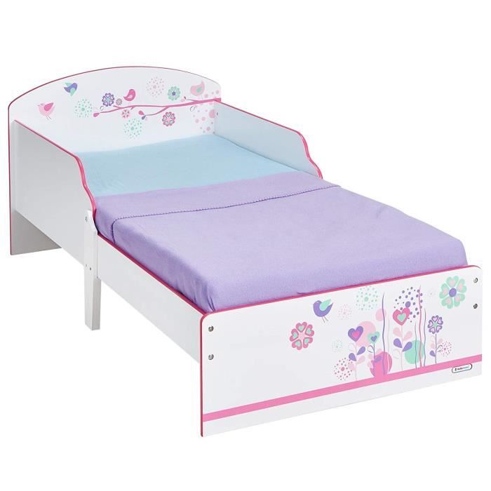 Worlds Apart 865854 Fleurs et Papillons Lit pour Enfant en Bois Blanc 58,5 x 75 x 144 cm