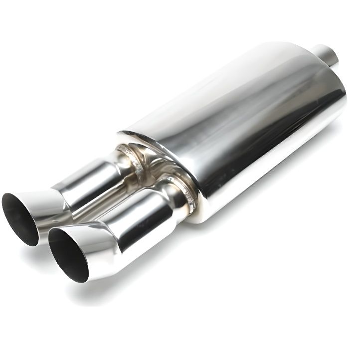 Pot Silencieux arriere auto universel sport inox Tuning Art 2 x 76mm DTM rond
