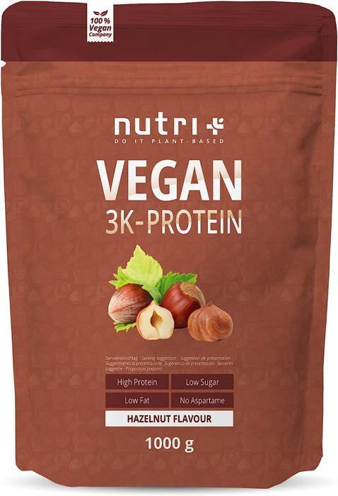 NUTRI-PLUS SHAPE & SHAKE 3K PROTEIN - Poudre de protéines végétaliennes - NOISETTE - PROTEINES - 1000g