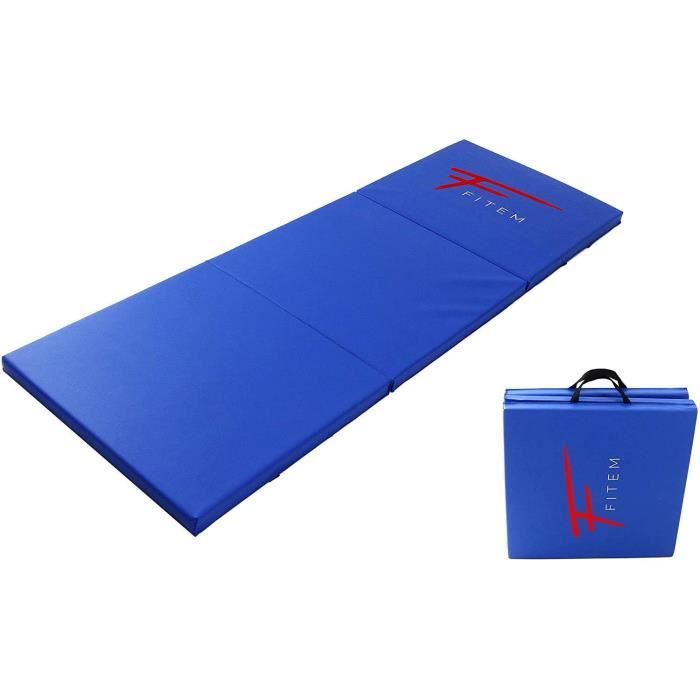 Fitem Tapis de Sol Pliable Epais Haute Gamme Taille 240 x 120 x 4 cm ou 180 x 60 x 4 cm avec Poignets de Transport pour Gym,Yoga,MMA
