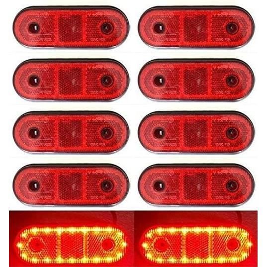 10x 20 Leds Rouge 24V Côté Arrière Contour Marqueur Feux Remorque Châssis Camion Caravane Benne Lkw