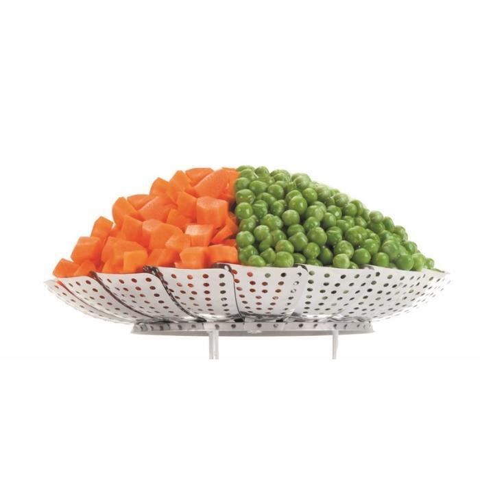 MARGUERITE/PANIER VAPEUR INOX EXTENSIBLE. DE 16 CM A 24 CM - INOPX DE QUALITE SUPERIEURE