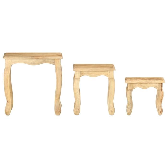 Style Élégance Chic - Lot de 3 Tables gigognes Table basse Table d'appoint - Bois massif de manguier - 61444