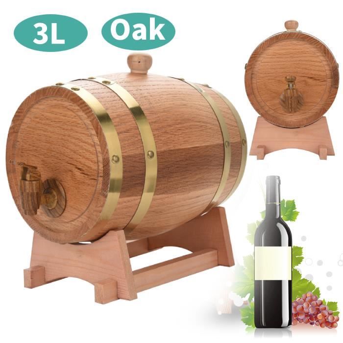 Fontaine à boisson Distributeur avec robinet Cave Tonneau de vin Bois 3L HB066