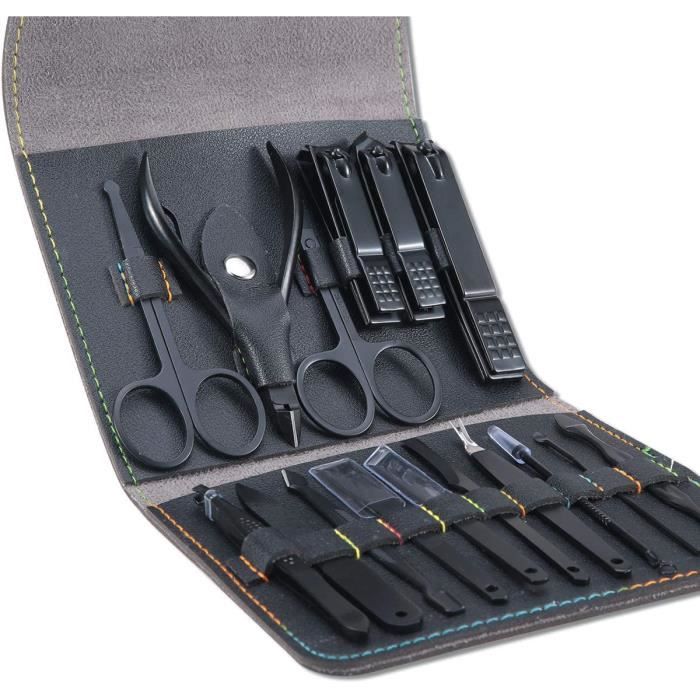 Hautstore Coupe Ongle Professionnel Coupe Cuticule Acier Inoxydable - Trousse Manucure Pedicure Set de 16pcs avec Exquis La Boîte (N