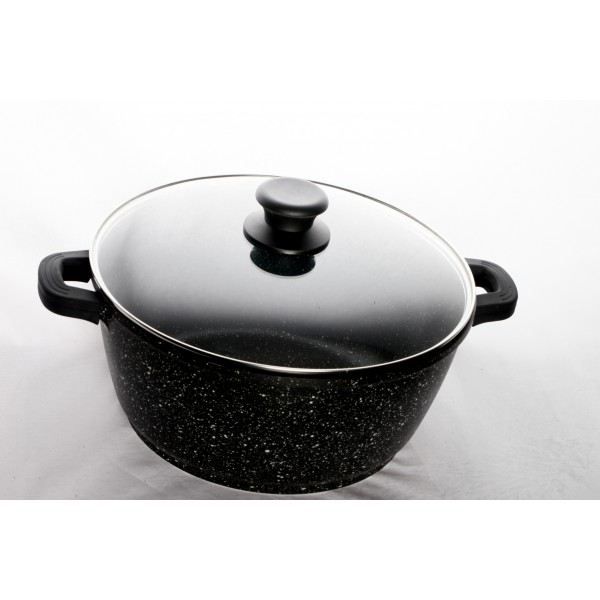 Faitout 32cm induction fonte d'alu -effet pierre-