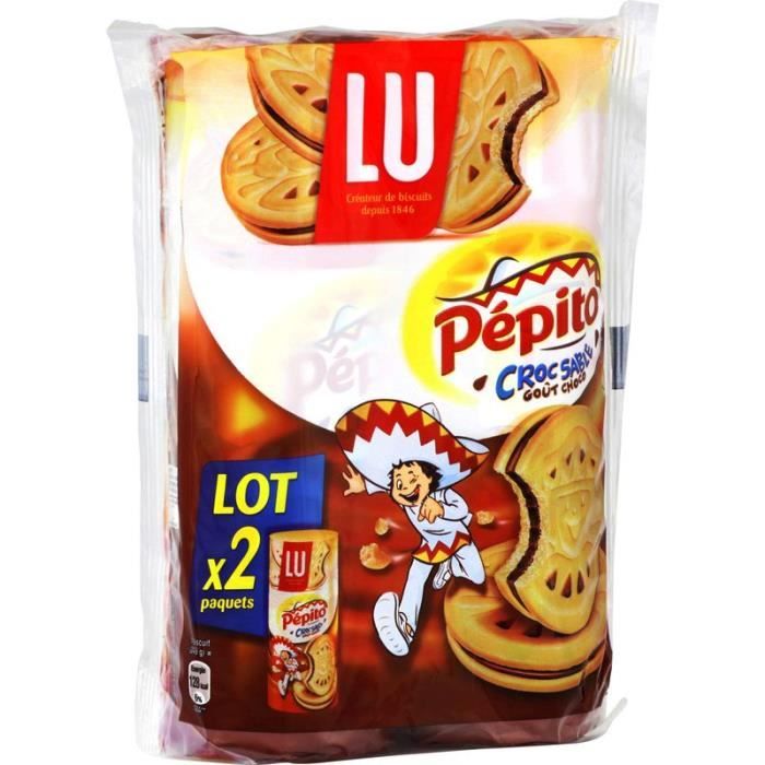 LU Pépito Croc sablé Biscuits fourrés gout chocolat - 2x 294 g